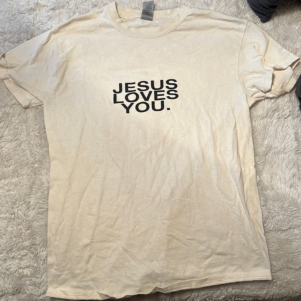 Cream Jesus Loves You.com tshirt